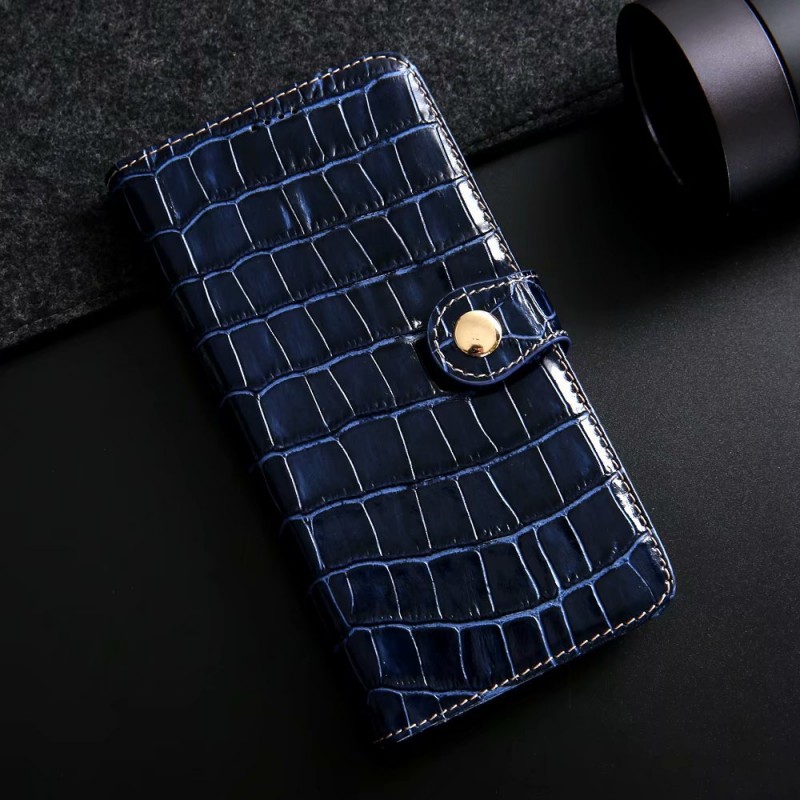 Crocodile Pattern Genuine Leather Protective Folio Case